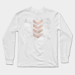 Rose gold chevrons on marble Long Sleeve T-Shirt